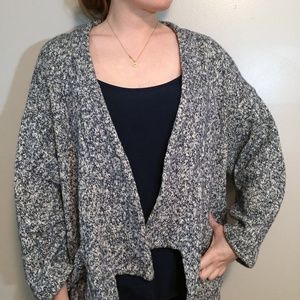 Studio 90 Speckled Grey Wool Open Sweater